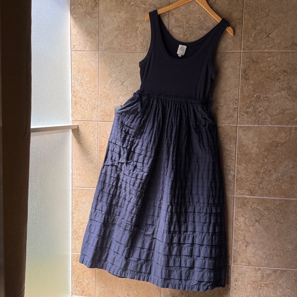 Cinq a Sept Midi Dress Akira Sleeveless Ribbed Knit Scoopneck Pintuck Skirt Mixy - Picture 2 of 16